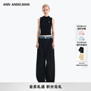 ANN ANDELMAN【王玉雯同款】官方直营 牛仔腰头拼接西裤直筒长裤 黑色 XS