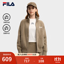 FILA斐乐官方女士编织外套2025冬新款时尚休闲宽松拉链毛衣开衫 豆青褐-BN M 165/84A/M