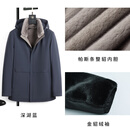 派克服男可脱卸帽水貂整貂内胆尼克服中长款保暖加厚外套皮毛一体 深湖蓝+帕斯条整貂 L 170