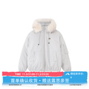 F426【赵露思许妍同款】90绒加厚大毛领工装派克连帽羽绒服 白灰色 M