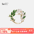 She's撞色滴油栀子花高档女士胸针轻奢别针胸花生日礼物送女友