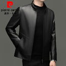 皮尔卡丹（pierre cardin）【头层绵羊皮】皮衣男2025立领宽松皮夹克皮尔卡丹春秋款外套男款 黑色 S 165 46