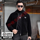 BG GLAMURB轻奢品牌真皮纯羊毛皮草夹克青年时潮流羊剪绒大衣男外套短款翻领 黑色 L 170