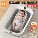 iuu婴儿洗澡盆儿童浴盆大号宝宝可折叠可坐可躺新生儿童用品 【感温款】双层加厚浴盆+可调节浴架 材质：食品级PP材质，安全无异味