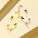 奢贝梵圣诞礼物18k宽版窄版素金lover手镯 玫瑰金黄金白金手饰 Mylover手镯-定制定金-联系客服确定规格 小号6钻-3.65mm（约17克，20分钻石）