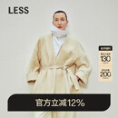 LESS冬季皮草外套女无领宽松正反两穿系带皮毛一体上衣2O0A11890 110米白 M