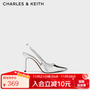 CHARLES&KEITH质感链条尖头高跟凉鞋子女鞋生日礼物送女友CK1-60280377 Silver银色 37 (235)