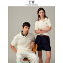 Teenie Weenie Men小熊男装春夏新款短袖男复古老钱风休闲百搭绞花针织毛衫上衣 象牙白 M