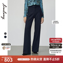 朗姿【王楚然同款】冬新款气质高腰通勤职业阔腿西装裤直筒工作长裤 暮色藏蓝色 M