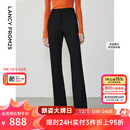 朗姿复古通勤高弹喇叭裤西裤冬季新款职业气质高腰女士西装裤长裤 黑色2加绒 M
