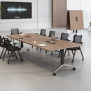 欧麦龙可折叠会议桌子长条培训桌移动拼接多功能培训机构课桌椅 美洲胡桃色【不带插座】 2.8米*1.2米