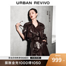 UR【钟楚曦同款】2025秋季新款女装潮流褶皱超长风衣UWJ150068 酒红色 S