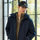 LACOSTE法国鳄鱼男装简约厚款深灰藏青色利落剪裁连帽棉服外套|BH2552 166/藏青色 L 54
