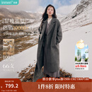 茵曼2025秋冬女装新款100%绵羊毛双面呢外套女美拉德翻驳洋气长款大衣 深花灰 S 155-162cm /95-110斤