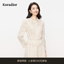 珂莱蒂尔【商场同款】2025新蕾丝衫女长袖优雅立领设计感上衣 本白色 M