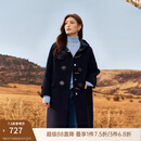 纤莉秀【学院风双面毛呢外套】大码女装复古牛角扣大衣胖mm冬新款3684 藏蓝色 3XL