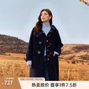 纤莉秀【学院风双面毛呢外套】大码女装复古牛角扣大衣胖mm冬新款3684 藏蓝色 3XL