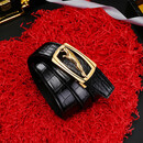 Maza Honguan轻奢男士鳄鱼皮皮带男真皮新款时尚自动扣个性腰带商务裤带男潮 金扣(配黑色肚皮带身) 150cm 联系在线客服【领优惠券】