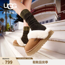 UGG秋季女士经典舒适厚底毛拖包头休闲懒人毛毛鞋勃肯鞋 1122550 CHE|栗色 38