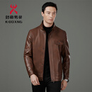 KBXNG劲霸皮衣2025春秋款男士商务休闲中年爸爸装立领皮夹克外套 橘红-【秋款】 2599 M 170