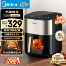 美的（Midea）小炎烤空气炸锅上下双热源 可视大视窗免翻面 家用智能触屏 6L实用大容量空气炸锅蒸烤一体KZC6054