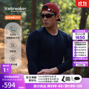 icebreaker【单依纯同款】100%美利奴羊毛男女200Oasis户外登山跑步功能内衣 纯黑-上衣-男生 M
