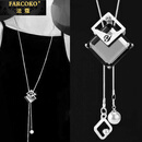 法蔻（farcoko）品牌新款毛衣链女长款大气秋冬挂件生日礼物送女友老婆 灰方块毛衣链 -【精美高档礼盒】