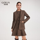 歌莉娅 冬季新品  可水洗羊毛套装（连衣裙+外套）  1EDJAC33A 86Y咖啡色 M