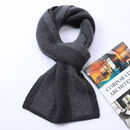 鄂尔多斯市高端送礼纯山羊绒围巾男加厚保暖防风防寒爸爸老公围脖 灰色 均码