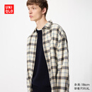 优衣库男女装法兰绒格子衬衫长袖衬衣薄外套481225 480770 481225/30浅米色 L