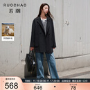 三彩【100绵羊毛】大码女装2025冬季新款中长双面呢大衣胖MM