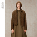 例外（EXCEPTION）女装冬季新品羊毛山羊绒混纺宽松落肩设计棉服 咖啡 S