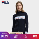 FILA 斐乐官方女士编织外套2025冬新款时尚休闲修身拼色拉链开衫 传奇蓝-NV XL 175/92A/XL