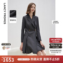 朗姿羊毛法式洋气气质高智修身显瘦西装裙2025冬新款OFFICE连衣裙 深灰色2 L