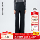 朗姿深灰色直筒裤腿羊毛西装裤女压褶通勤风西服裤2025年冬季新款 深灰色 M