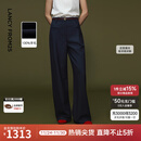 朗姿100美丽诺羊毛复古阔腿裤西裤高端通勤裤子女2025年冬季新款 正装蓝色 M