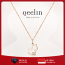 Qeelin麒麟官方Wulu系列18K玫瑰金镂空镶钻葫芦项链 玫瑰色18K金 均码