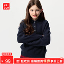 优衣库【惊喜价】童装女童舒芙蕾POLO领针织衫毛衣毛衫480087 69 藏青色 160