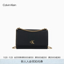 Calvin Klein通勤风小众单肩包礼物荔枝纹包包金属搭扣链条翻盖CK女包斜挎包