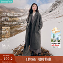 茵曼2025冬季女装新款100%绵羊毛双面呢外套女美拉德翻驳洋气长款大衣 深花灰 S 155-162cm /95-110斤