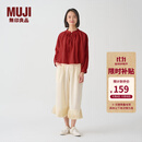 无印良品 MUJI IDEE 女式 强捻长袖衬衫女士衬衣内搭春秋GAD04C4S 深红色 M （155/80A）