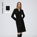 朗姿绵羊毛小香风修身高级感连衣裙优雅气质连衣裙2026年春季新款 黑色 M