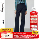 朗姿【王楚然同款】冬新款气质高腰通勤职业阔腿西装裤直筒工作长裤 暮色藏蓝色 L