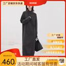 优衣时尚加厚四扣长裙显瘦保暖毛衣连衣裙气质高领宽松大码女毛衣 灰 均码