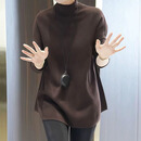 【松弛感】秋冬季咖色宽松气质显瘦半高领上衣百搭显瘦中长款打底 咖啡色 XL （建议体重115-130斤）