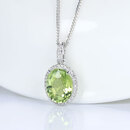 沭白18k金牛油果色碧玺吊坠活扣 亮薄荷绿宝石钻石项链送老婆女友 绿