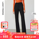 朗姿复古通勤高弹喇叭裤西裤冬季新款职业气质高腰女士西装裤长裤 黑色2加绒 M