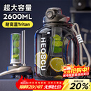 恩尔美（nRMEi）运动水杯超大容量夏季男健身茶水分离吨桶吨耐高温便携2000ml水壶