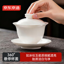 京东京造 茶杯盖碗  360°旋转可悬停功夫泡茶盖碗茶具羊脂玉瓷薄胎150ml