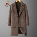稻草人大码羊毛呢子大衣男中长款冬季肥佬商务毛呢加厚外套风衣加肥加大 咖色 4XL (建议200-220斤)